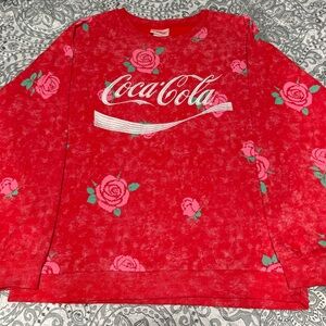 Coca-Cola  Red+Pink Floral Design Crew neck
